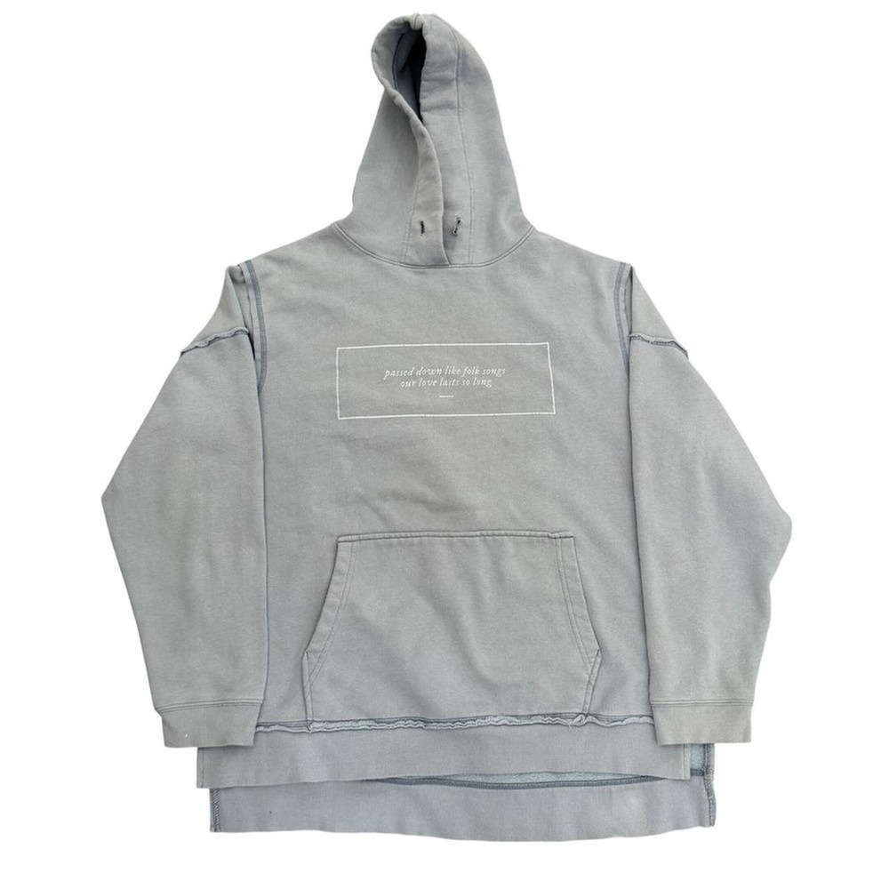 Taylor Swift Folklore Seven Lyric Hoodie Blue Grey Oversized XL Music Merch